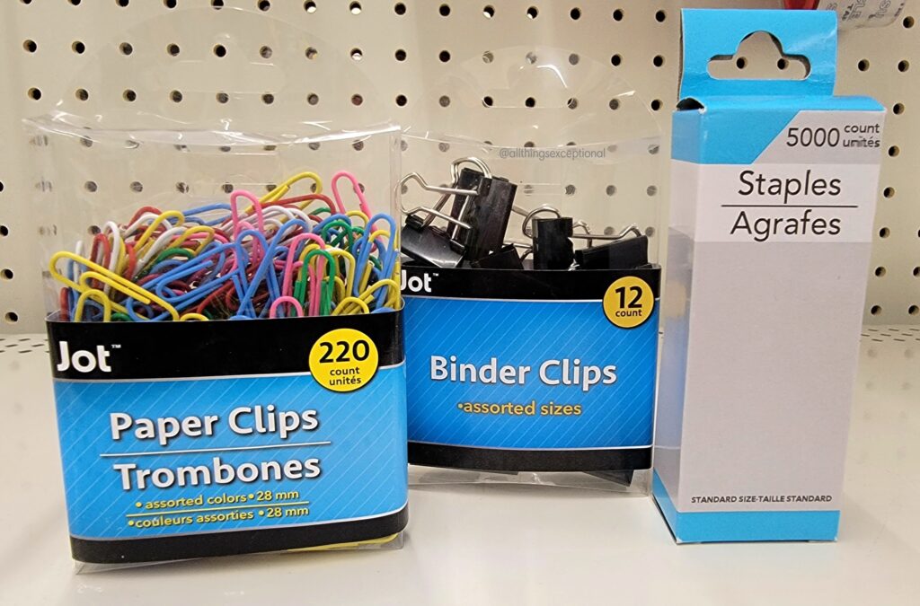 Office supplies from Dollar Tree.