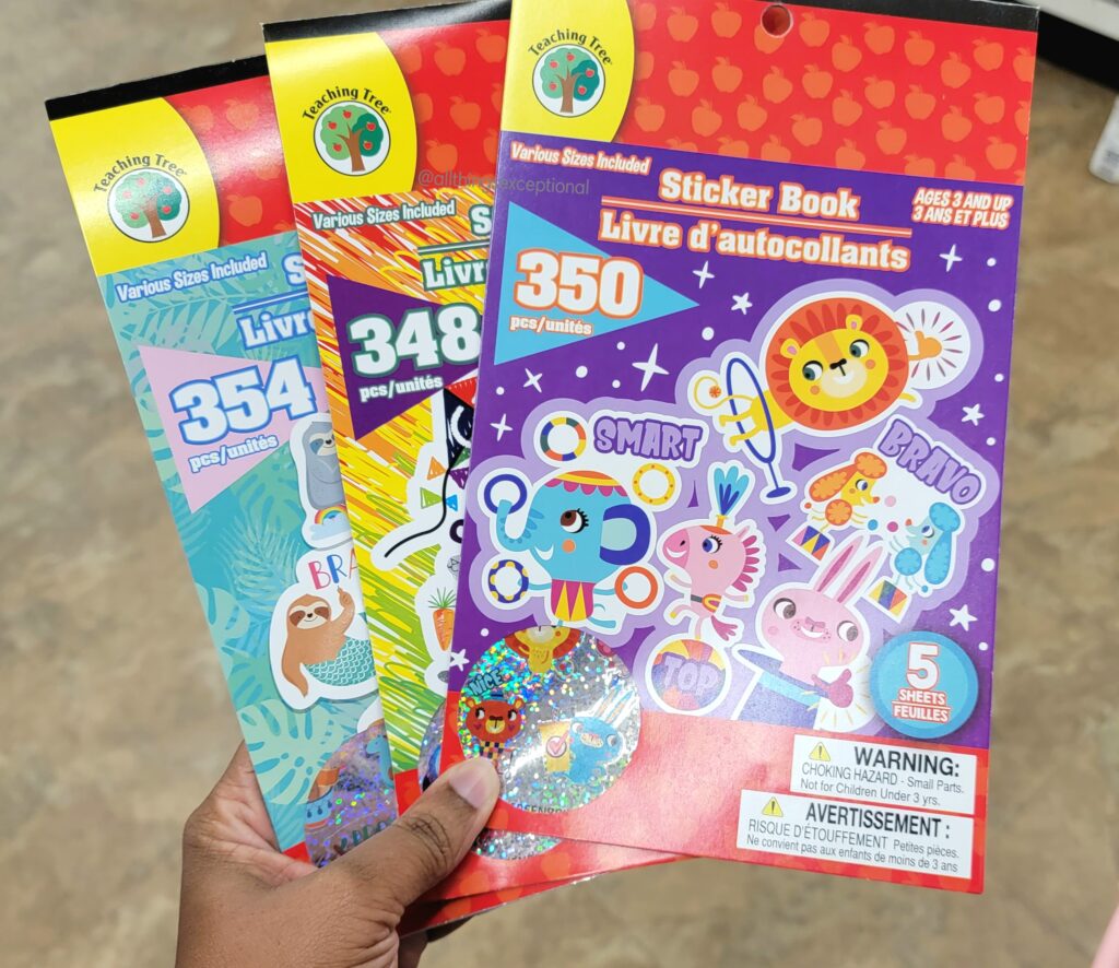 Three packs of stickers from Dollar Tree. 